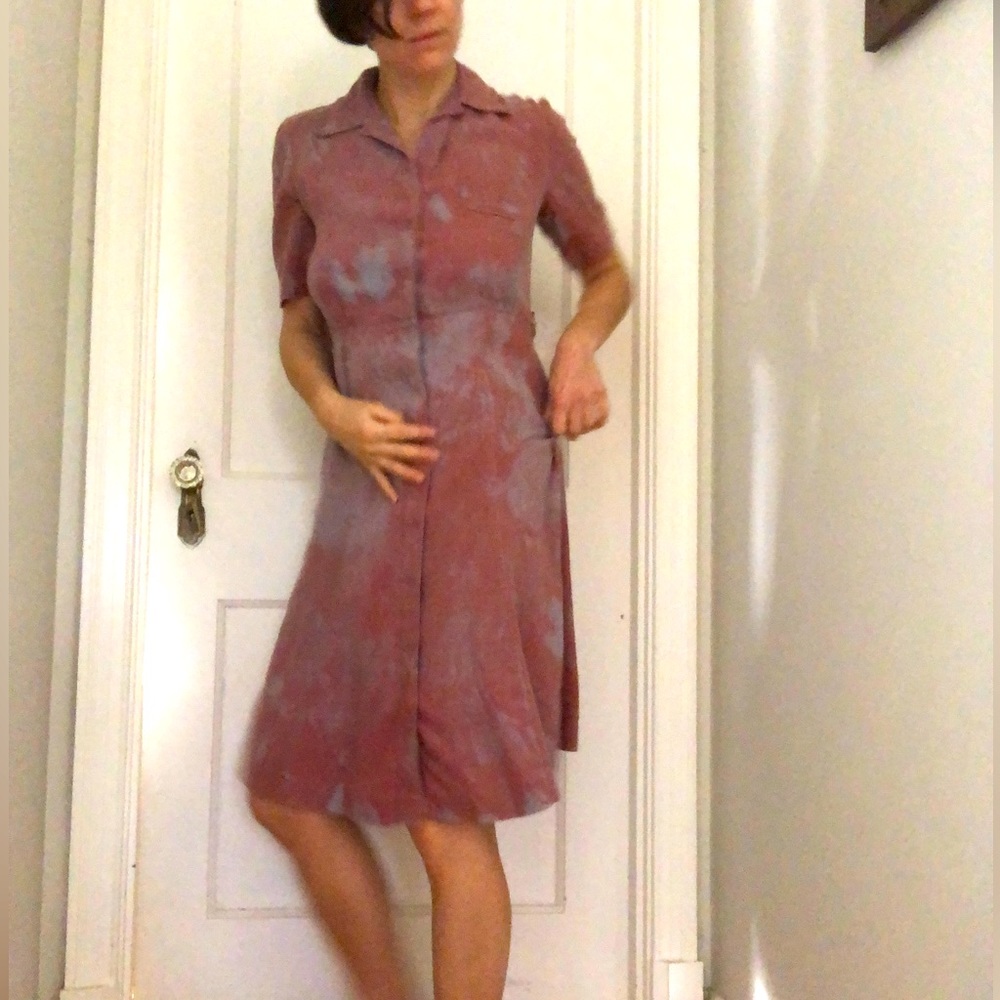 Handmade Vintage Dress with Distressed Pink Fabric
